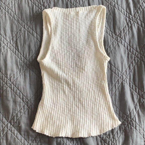 White ribbed low cut tank - Picture 3 of 3
